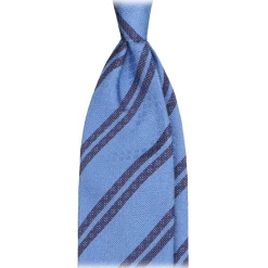 Viola Milano - Fina Stripe 3-Fold Grenadine Tie - Blue Mix - Handmade in Italy - Luxury Exclusive Collection - Avvenice