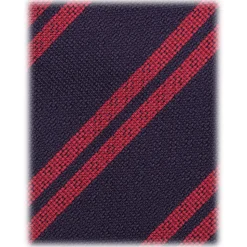 Viola Milano - Fina Stripe 3-Fold Grenadine Tie - Navy/Red - Handmade in Italy - Luxury Exclusive Collection - Avvenice
