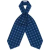 Viola Milano - Floral Italian Silk Ascot Tie - Navy - Handmade in Italy - Luxury Exclusive Collection - Avvenice