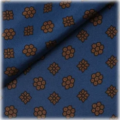 Viola Milano - Floral Italian Silk Ascot Tie - Navy and Brown - Handmade in Italy - Luxury Exclusive Collection - Avvenice