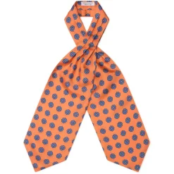Viola Milano - Floral Italian Silk Ascot Tie - Orange - Handmade in Italy - Luxury Exclusive Collection - Avvenice