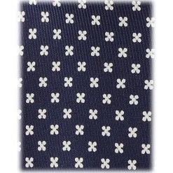 Viola Milano - Floral Pattern Selftipped Italian Silk Tie - Navy/White - Handmade in Italy - Luxury Exclusive Collection - Avvenice