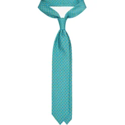 Viola Milano - Floral Pattern Selftipped Silk Tie - Turquoise - Handmade in Italy - Luxury Exclusive Collection - Avvenice