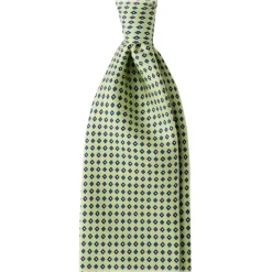 Viola Milano - Floral Pattern Handprinted Selftipped Silk Tie - Apple - Made in Italy - Luxury Exclusive Collection - Avvenice