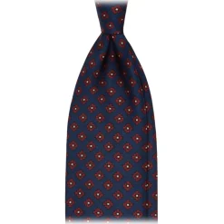 Viola Milano - Floral Pattern Selftipped Silk Tie - Navy/Wine - Handmade in Italy - Luxury Exclusive Collection - Avvenice