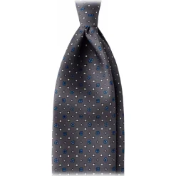 Viola Milano - Floral Pattern Handprinted Selftipped Silk Tie - Grey Mix - Handmade in Italy - Luxury Exclusive Collection - Avvenice