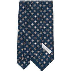 Viola Milano - Floral Pattern Selftipped Italian Silk Tie - Navy/Grey - Handmade in Italy - Luxury Exclusive Collection - Avvenice