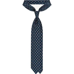 Viola Milano - Floral Pattern Selftipped Italian Silk Tie - Navy/Grey - Handmade in Italy - Luxury Exclusive Collection - Avvenice