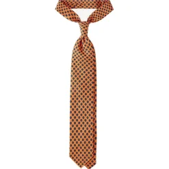 Viola Milano - Floral Pattern Selftipped Silk Tie - Orange - Handmade in Italy - Luxury Exclusive Collection - Avvenice