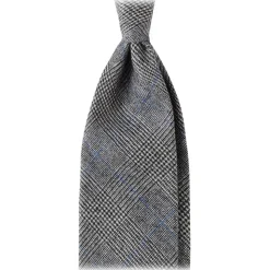 Viola Milano - Fox Brothers Prince of Wales Wool Tie - Grey/Blue - Handmade in Italy - Luxury Exclusive Collection - Avvenice
