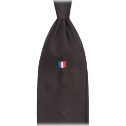 Viola Milano - France Flag Handrolled Woven Silk Jacquard Tie - Navy - Handmade in Italy - Luxury Exclusive Collection - Avvenice