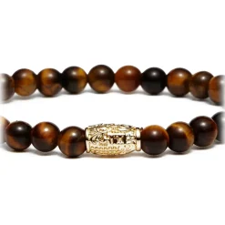Viola Milano - Gemstone 6 mm Bracelet - Gold Tube - Tiger Eye - Handmade in Italy - Luxury Exclusive Collection - Avvenice