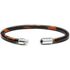 Viola Milano - Genuine Italian Leather Bracelet - Orange Camo - Handmade in Italy - Luxury Exclusive Collection - Avvenice