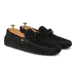 Viola Milano - Gommino Suede Loafer - Black - Handmade in Italy - Luxury Exclusive Collection - Avvenice