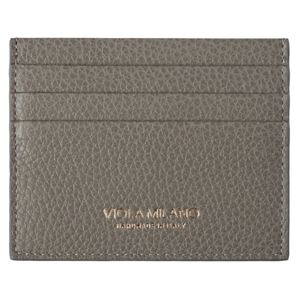 Viola Milano - Grain Leather Credit Card Holder - Grey - Handmade in Italy - Luxury Exclusive Collection - Avvenice