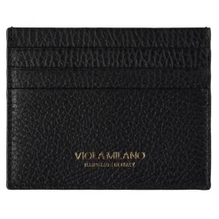 Viola Milano - Grain Leather Credit Card Holder - Black - Handmade in Italy - Luxury Exclusive Collection - Avvenice