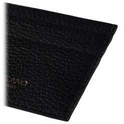Viola Milano - Grain Leather Credit Card Holder - Black - Handmade in Italy - Luxury Exclusive Collection - Avvenice