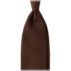 Viola Milano - Grenadine Garza Grossa Unlined Tie - Brown - Handmade in Italy - Luxury Exclusive Collection - Avvenice