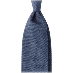 Viola Milano - Grenadine Garza Grossa Unlined Tie - Sea Blue - Handmade in Italy - Luxury Exclusive Collection - Avvenice