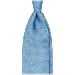 Viola Milano - Grid Chain Selftipped Italian Silk Tie - Light Blue - Handmade in Italy - Luxury Exclusive Collection - Avvenice