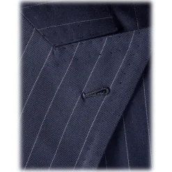 Viola Milano - Half-lined Loro Piana Double Breasted Suit - Navy Chalk Stripe - Handmade in Italy - Luxury Exclusive Collection - Avvenice