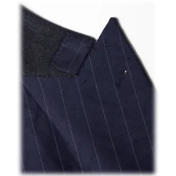 Viola Milano - Half-lined Loro Piana Double Breasted Suit - Navy Chalk Stripe - Handmade in Italy - Luxury Exclusive Collection - Avvenice