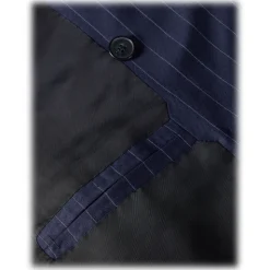 Viola Milano - Half-lined Loro Piana Double Breasted Suit - Navy Chalk Stripe - Handmade in Italy - Luxury Exclusive Collection - Avvenice