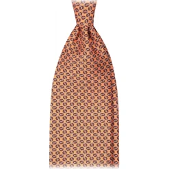 Viola Milano - Infiniti Chain Selftipped Italian Silk Tie - Orange - Handmade in Italy - Luxury Exclusive Collection - Avvenice