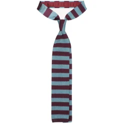 Viola Milano - Knitted Classic Stripe Silk Tie - Mare/Wine - Handmade in Italy - Luxury Exclusive Collection - Avvenice