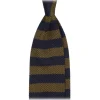Viola Milano - Knitted Classic Stripe Silk Tie - Olive/Sand - Handmade in Italy - Luxury Exclusive Collection - Avvenice