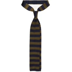 Viola Milano - Knitted Classic Stripe Silk Tie - Olive/Sand - Handmade in Italy - Luxury Exclusive Collection - Avvenice
