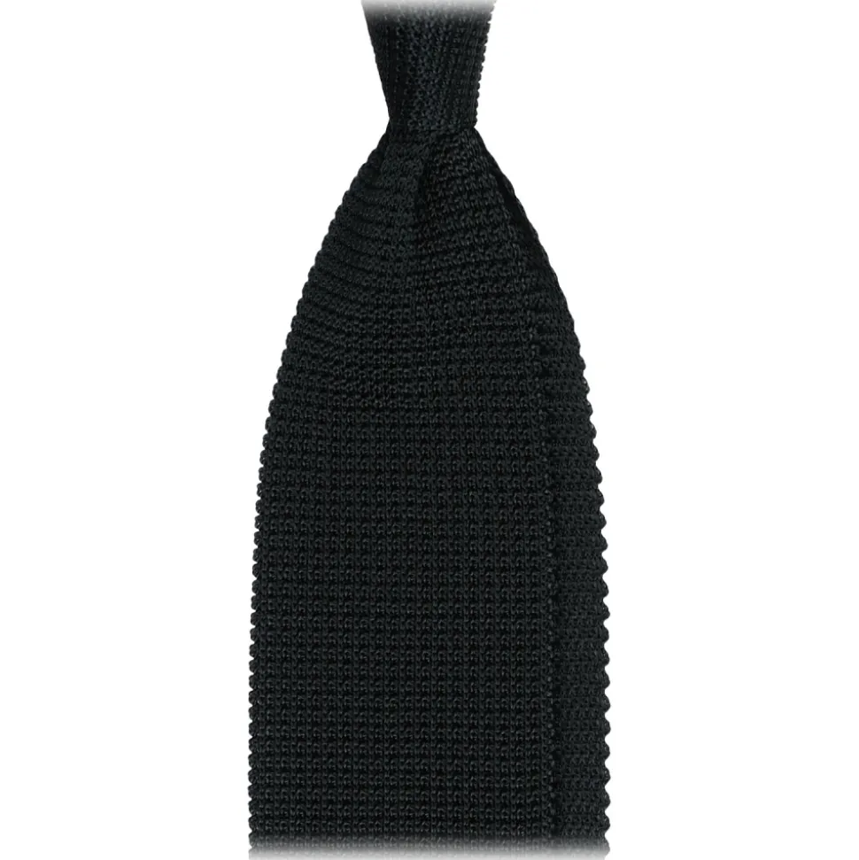 Viola Milano - Knitted Limited Label V-End Silk Tie - Forest - Handmade in Italy - Luxury Exclusive Collection - Avvenice