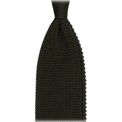 Viola Milano - Knitted Limited Label V-End Silk Tie - Army Green - Handmade in Italy - Luxury Exclusive Collection - Avvenice