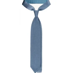 Viola Milano - Knitted Limited Label V-End Silk Tie - Ice Blue - Handmade in Italy - Luxury Exclusive Collection - Avvenice