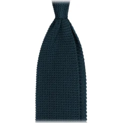 Viola Milano - Knitted Limited Label V-End Silk Tie - Cobalt Green - Handmade in Italy - Luxury Exclusive Collection - Avvenice
