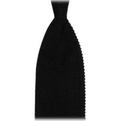 Viola Milano - Knitted Limited Label V-End Silk Tie - Black - Handmade in Italy - Luxury Exclusive Collection - Avvenice