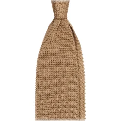 Viola Milano - Knitted Limited Label V-End Silk Tie - Mustard - Handmade in Italy - Luxury Exclusive Collection - Avvenice