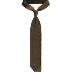 Viola Milano - Knitted Limited Label V-End Silk Tie - Olive - Handmade in Italy - Luxury Exclusive Collection - Avvenice