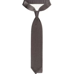 Viola Milano - Knitted Limited Label V-End Silk Tie - Grey - Handmade in Italy - Luxury Exclusive Collection - Avvenice