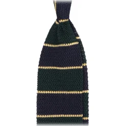 Viola Milano - Knitted Multi Stripe Silk Tie - Green Mix - Handmade in Italy - Luxury Exclusive Collection - Avvenice