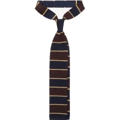 Viola Milano - Knitted Multi Stripe Silk Tie - Brown Mix - Handmade in Italy - Luxury Exclusive Collection - Avvenice
