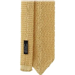 Viola Milano - Knitted Solid V-End Silk Tie - Sunshine - Handmade in Italy - Luxury Exclusive Collection - Avvenice