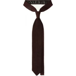 Viola Milano - Knitted Solid V-End Silk Tie - Brown - Handmade in Italy - Luxury Exclusive Collection - Avvenice