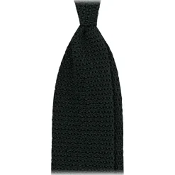 Viola Milano - Knitted Solid V-End Silk Tie - Forest - Handmade in Italy - Luxury Exclusive Collection - Avvenice