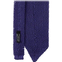 Viola Milano - Knitted Solid V-End Silk Tie - Purple - Handmade in Italy - Luxury Exclusive Collection - Avvenice