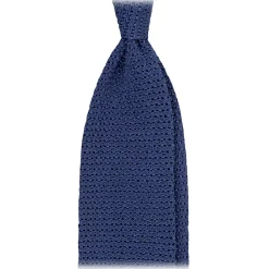 Viola Milano - Knitted Solid V-End Silk Tie - Sea - Handmade in Italy - Luxury Exclusive Collection - Avvenice