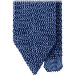 Viola Milano - Knitted Solid V-End Silk Tie - Sea - Handmade in Italy - Luxury Exclusive Collection - Avvenice