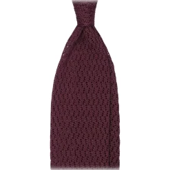 Viola Milano - Knitted Zig Zag Pattern Silk Tie - Burgundy - Handmade in Italy - Luxury Exclusive Collection - Avvenice