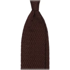 Viola Milano - Knitted Zig Zag Pattern Silk Tie - Brown - Handmade in Italy - Luxury Exclusive Collection - Avvenice