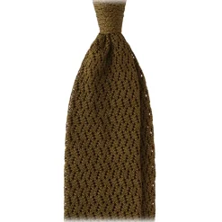 Viola Milano - Knitted Zig Zag Pattern Silk Tie - Olive - Handmade in Italy - Luxury Exclusive Collection - Avvenice